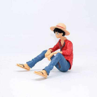 One Piece Monkey D Luffy Red Shirt Sitting Action Figure