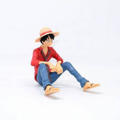 One Piece Monkey D Luffy Red Shirt Sitting Action Figure